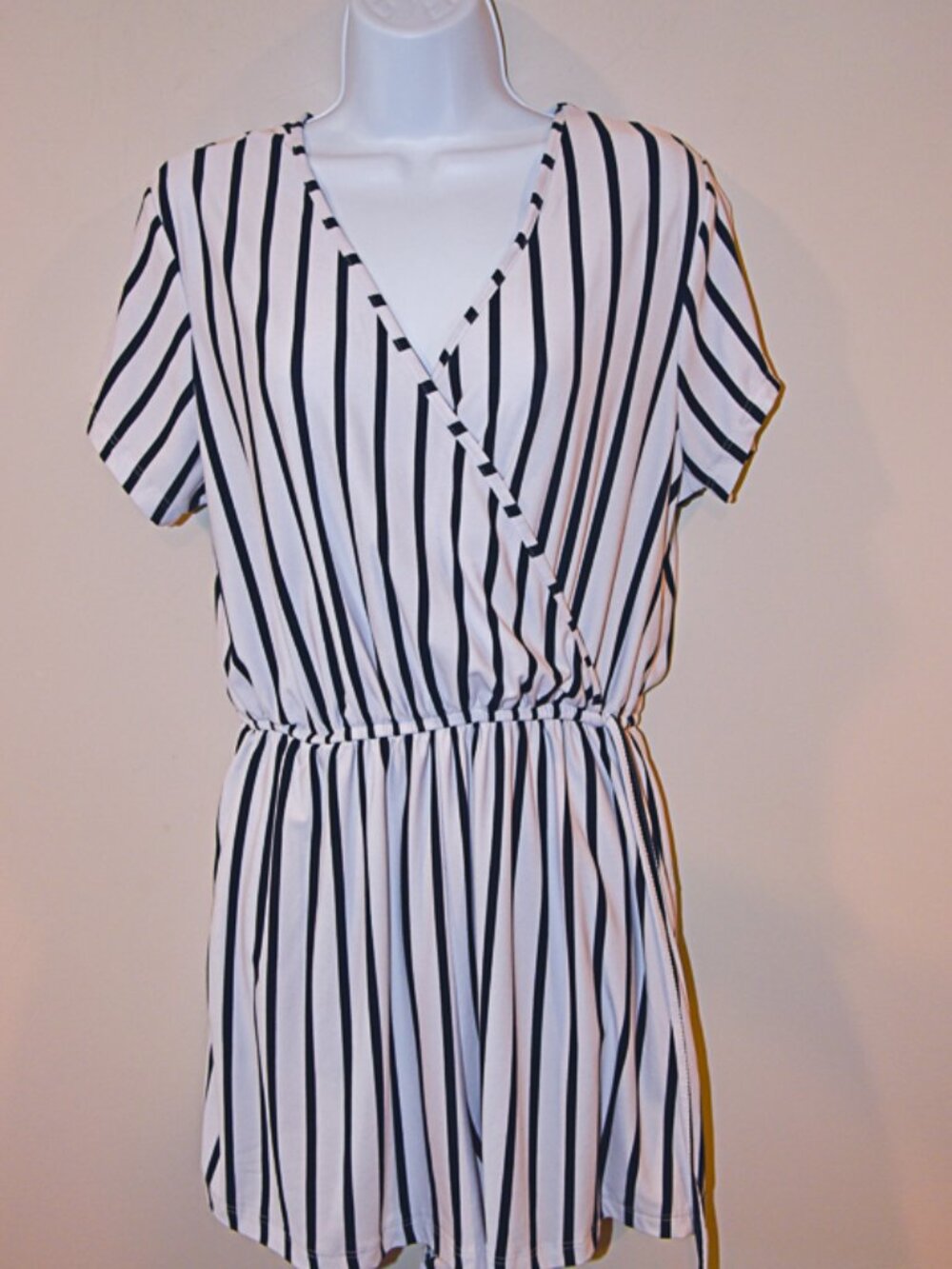 J for Justify Black and white stripe Romper Size XL